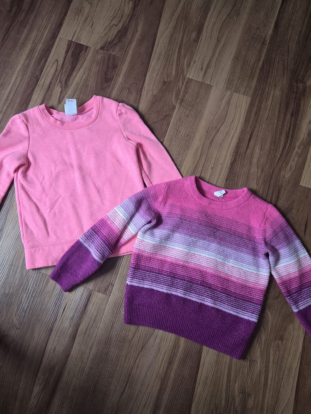 Set of 2 Girls 5T Pink Sweater Striped and Hot Pink GUC